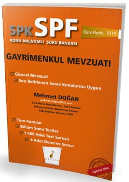 Pelikan Yayınları SPK - SPF Gayrimenkul Mevzuatı Konu Anlatımlı Soru Bankası 1019